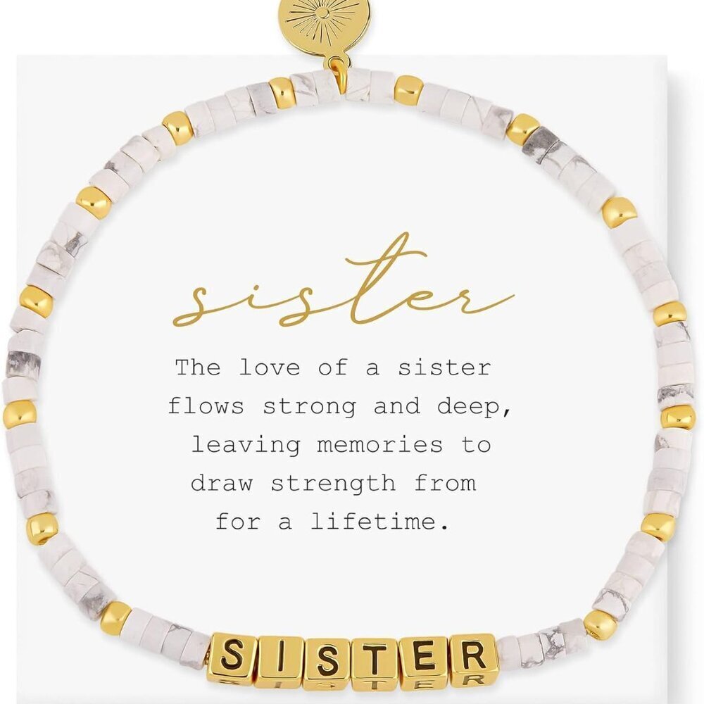 Family Letter Bracelets Sister Gifts for Women Gold Beaded Crystal Jewelry